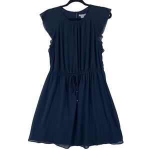 H&M Dark Blue Textured Dress Flounce-sleeved dress sz 8